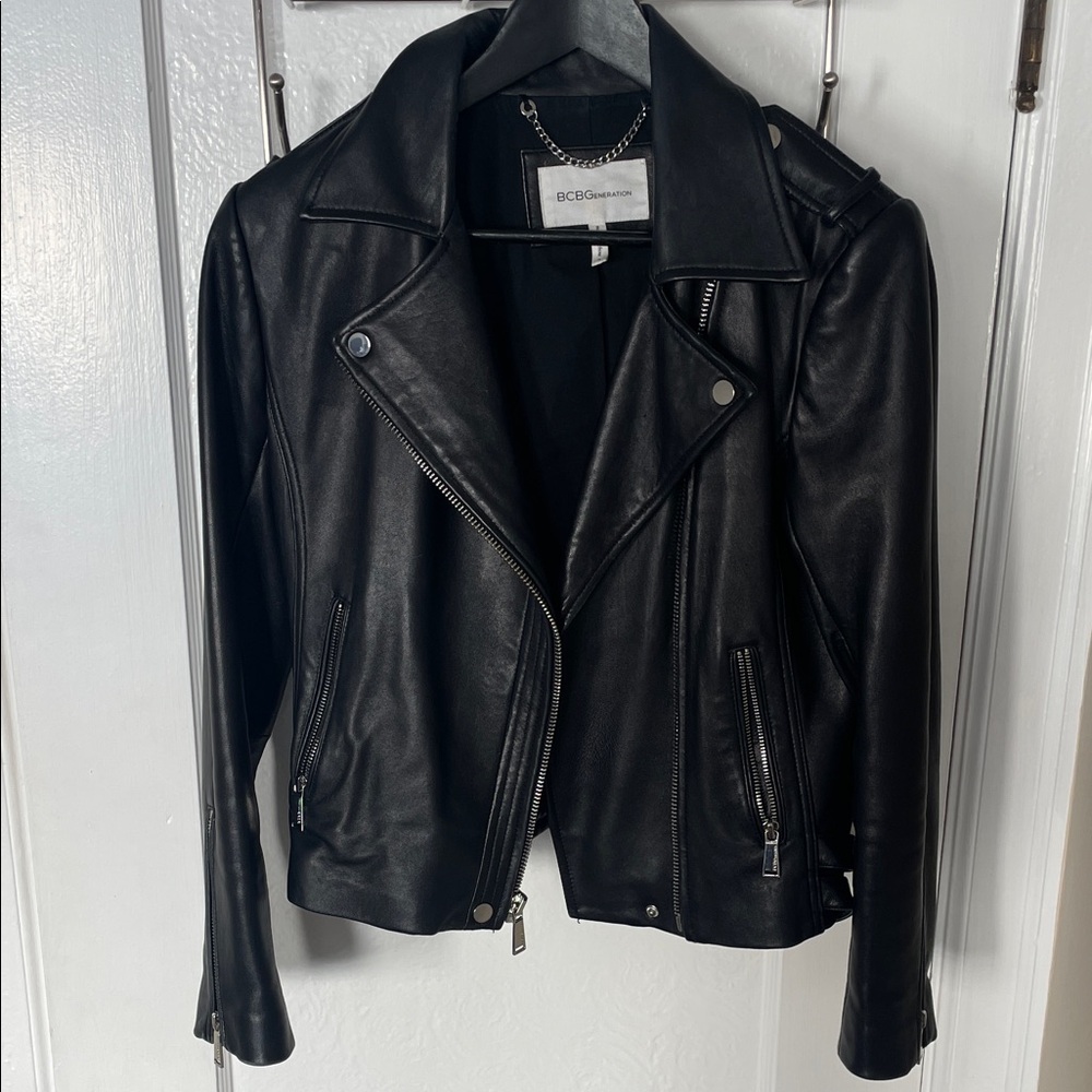 BCBGeneration Women's Sleek Black Leather Jacket